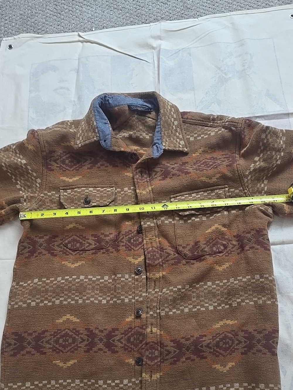 Pendleton Brown & Tan Patterned Lightweight Wool Shirt Jacket - Picture 7 of 10